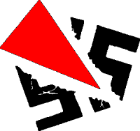 Logo: Roter Keil zerstört Hakenkreuz.