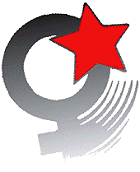 Logo: Frauensymbol mit rotem Stern.