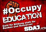 Plakat: »Occupy Education. SDAJ«.