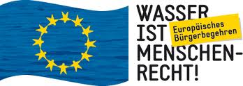 Logo mit EU-Fahne: »Wasser ist Menschenrecht! Europäisches Bürgerbegehren«.