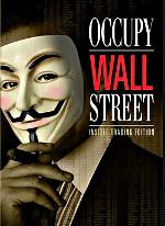 Mensch mit Maske vor dem Gesicht. »Occupy Wall Street«.